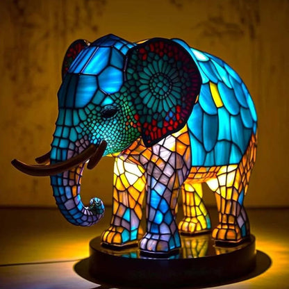 Tiffany Style Animal Lamp - Unique Handmade Design - Resin & Glass