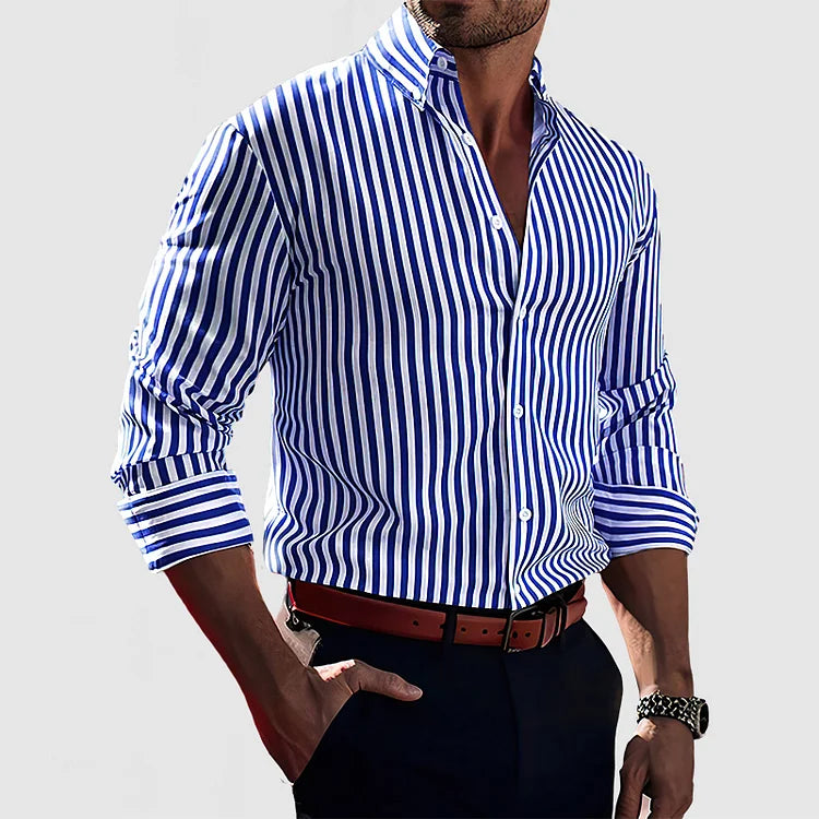 Men's Striped Button-Up Shirt - Versatile and Modern Style