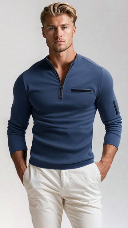 Men's Casual Quarter-Zip Pullover - Stylish and Functional Design