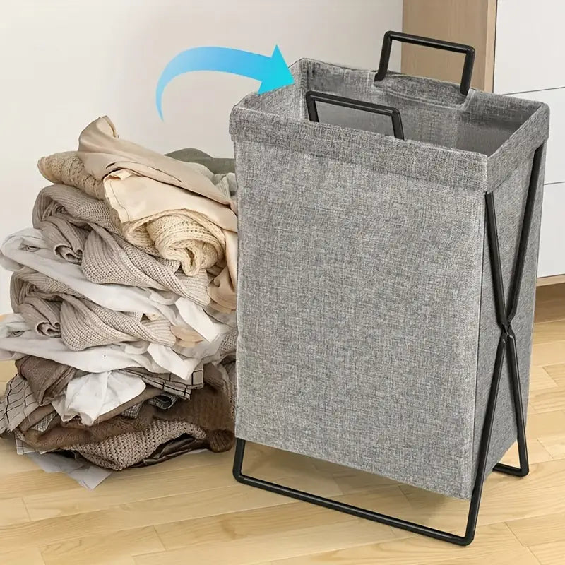 Foldable Laundry Basket With Sturdy Frame - Space-Saving Solution