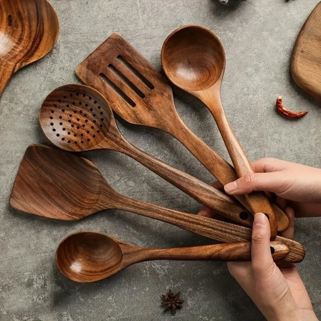 Premium Wooden Kitchen Utensil Set - Durable & Eco-Friendly Cooking Tools