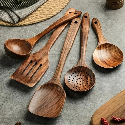 Premium Wooden Kitchen Utensil Set - Durable & Eco-Friendly Cooking Tools