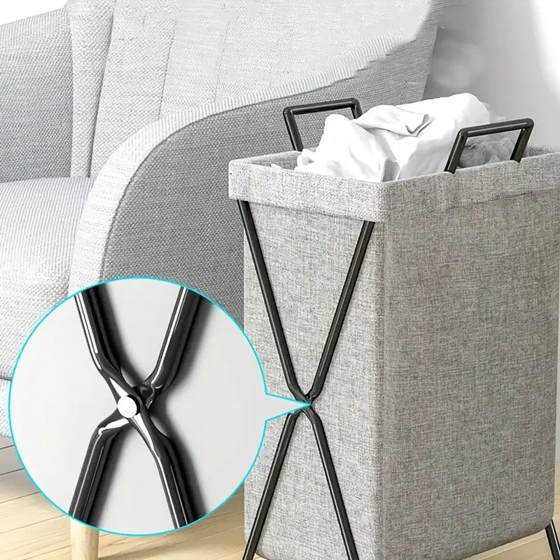 Foldable Laundry Basket With Sturdy Frame - Space-Saving Solution