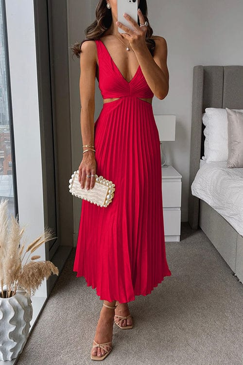 Elegant Pleated Midi Dress - Perfect For Special Occasions