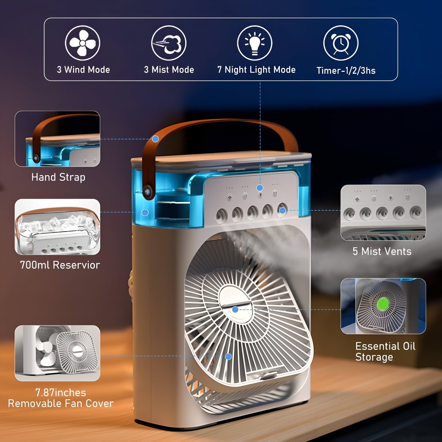 Portable Fan and Humidifier - Enhanced Cooling and Airflow