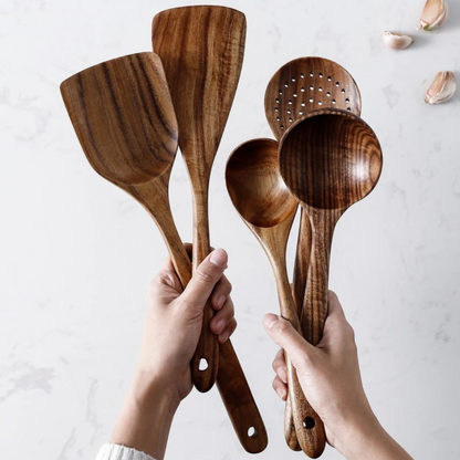 Premium Wooden Kitchen Utensil Set - Durable & Eco-Friendly Cooking Tools