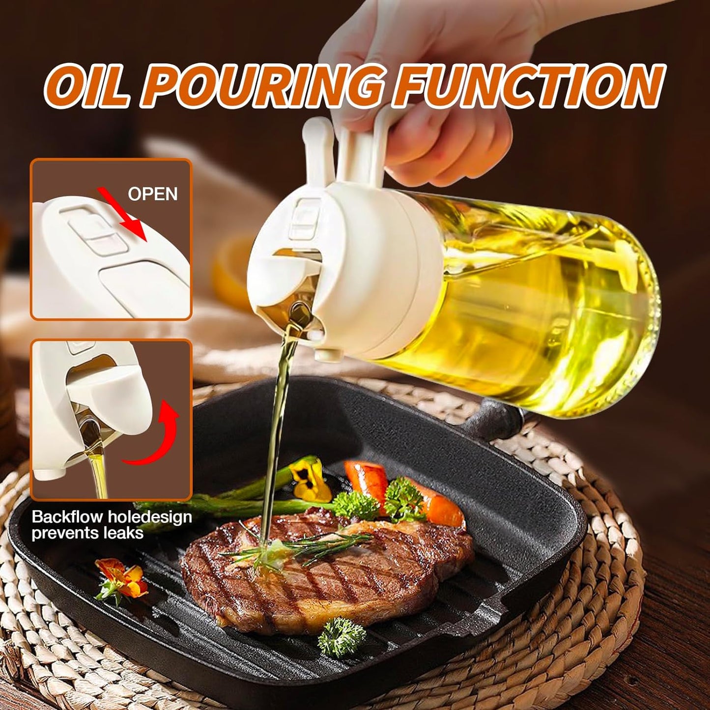 Multipurpose Oil Dispenser with Spray Function – Perfect for Cooking and Grilling