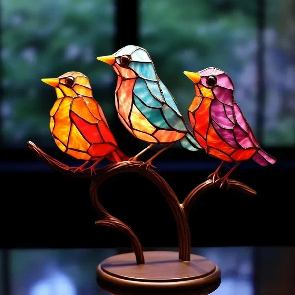 Stained Glass Bird Lamp - Artistic Home Lighting Accent