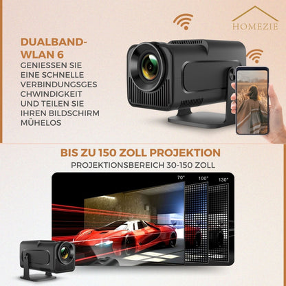 Homezie 4K Wireless Projector – Ultra HD Smart Home Entertainment System