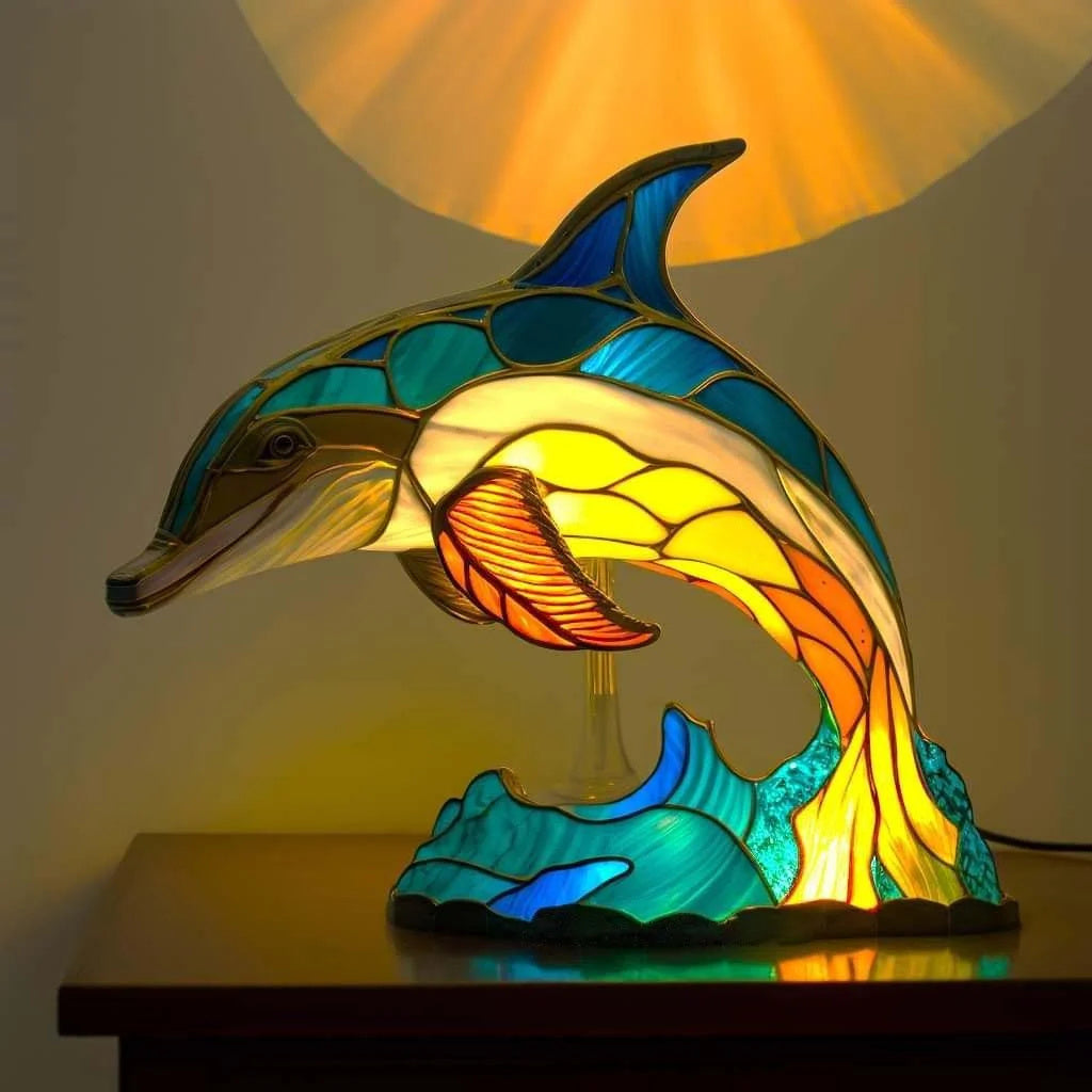 Tiffany Style Animal Lamp - Unique Handmade Design - Resin & Glass