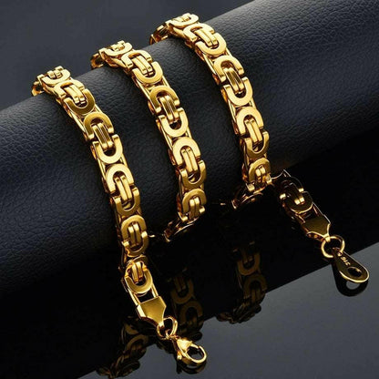 Byzantine Box Chain Bracelet & Necklace Set - Elegant Statement Jewelry