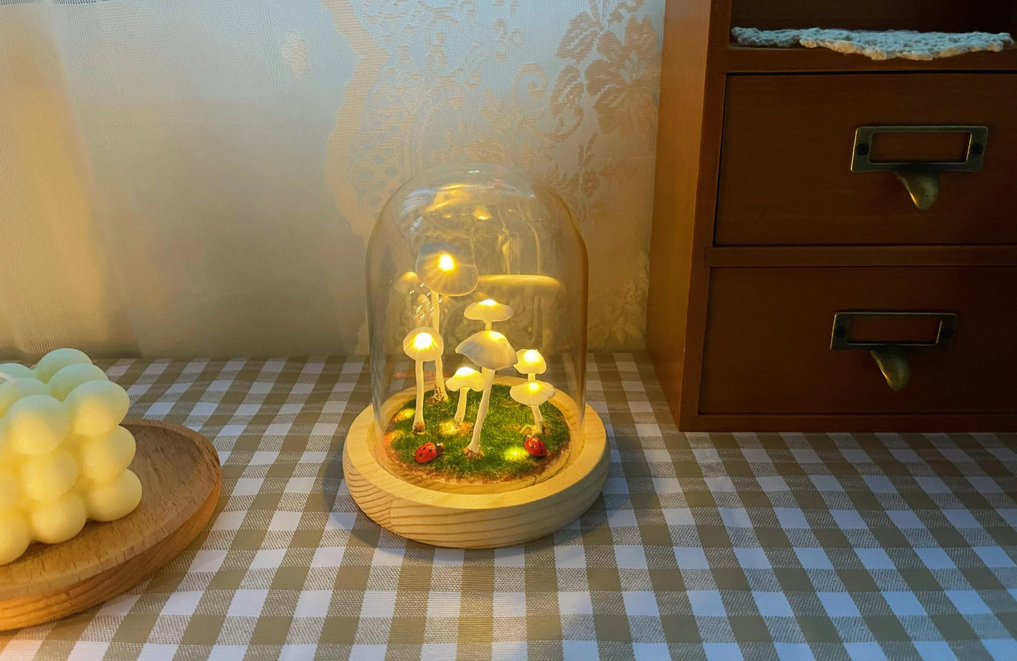 Mushroom Terrarium Lamp - Whimsical LED Light for Home Decor