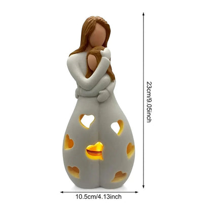 Emotive Mother & Child Figurine – Heartwarming Decorative Sculpture with Light