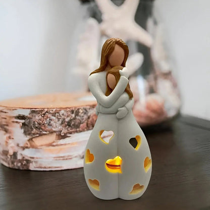 Emotive Mother & Child Figurine – Heartwarming Decorative Sculpture with Light