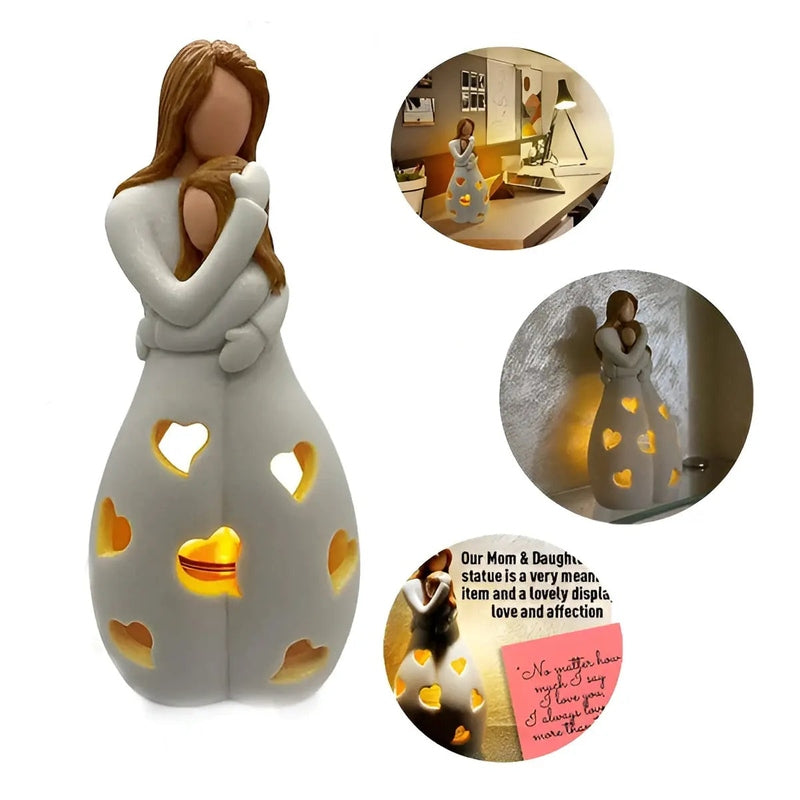 Emotive Mother & Child Figurine – Heartwarming Decorative Sculpture with Light