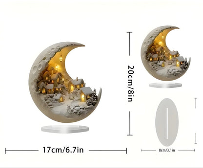 Luminous Moon Village Sculpture – Enchanting Home Décor for Warm Ambiance