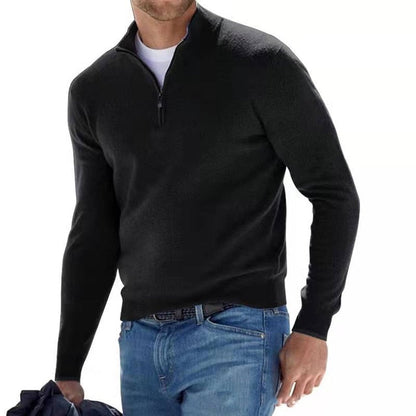 Men's Casual Zip Neck Sweater - Modern Comfort and Style