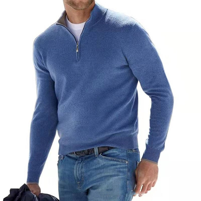 Men's Casual Zip Neck Sweater - Modern Comfort and Style