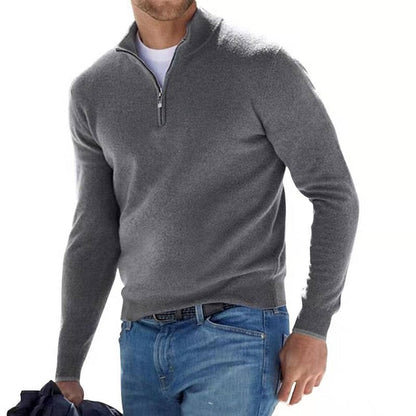 Men's Casual Zip Neck Sweater - Modern Comfort and Style