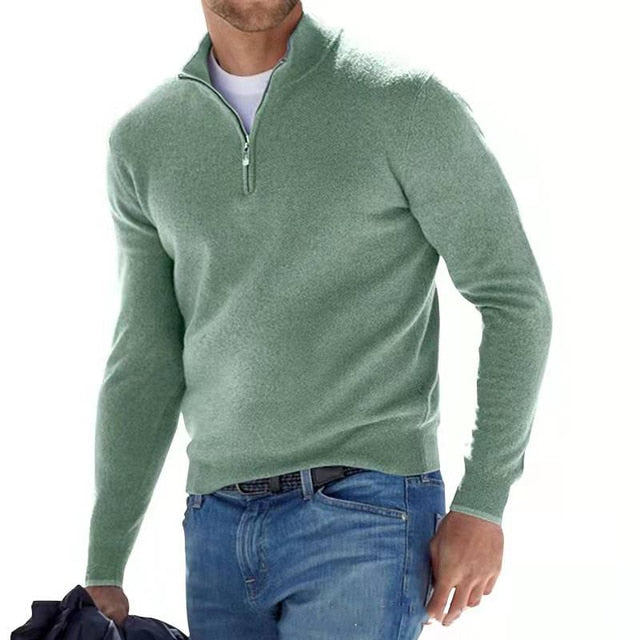 Men's Casual Zip Neck Sweater - Modern Comfort and Style