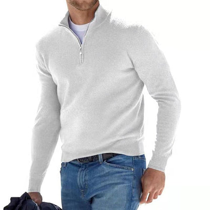 Men's Casual Zip Neck Sweater - Modern Comfort and Style