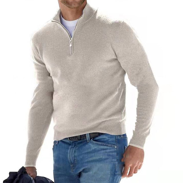 Men's Casual Zip Neck Sweater - Modern Comfort and Style