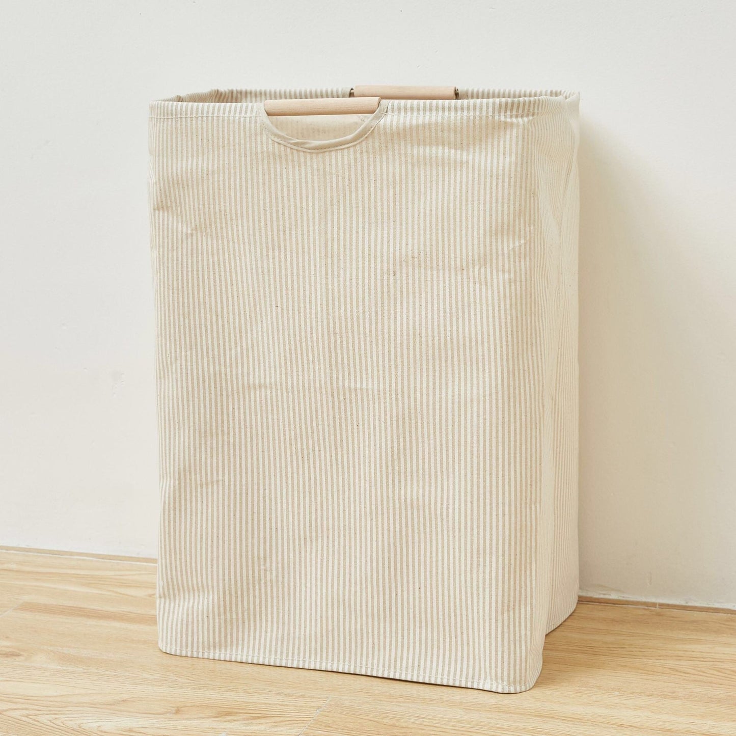 Foldable Laundry Basket with Wooden Handles - Space-Saving and Practical