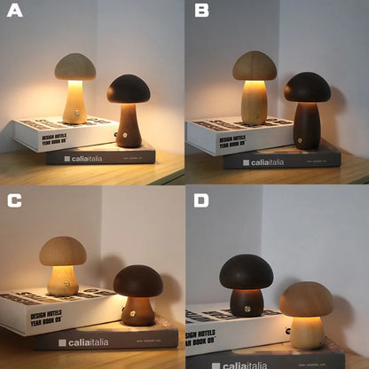 Mushroom Wooden Table Lamp - Unique and Cozy Home Lighting