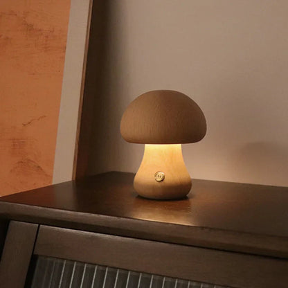 Mushroom Wooden Table Lamp - Unique and Cozy Home Lighting