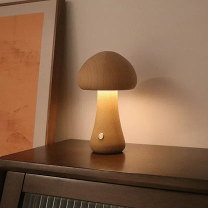 Mushroom Wooden Table Lamp - Unique and Cozy Home Lighting