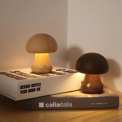 Mushroom Wooden Table Lamp - Unique and Cozy Home Lighting