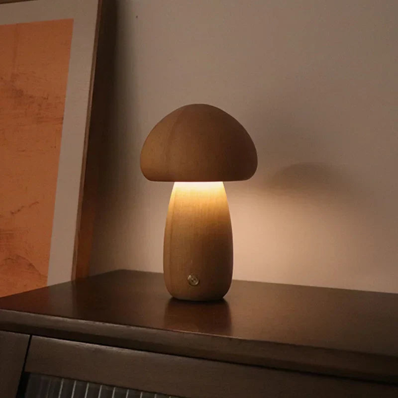 Mushroom Wooden Table Lamp - Unique and Cozy Home Lighting