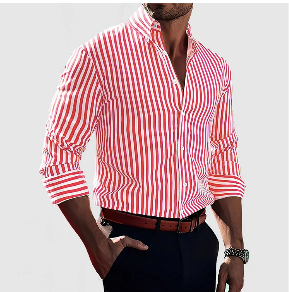 Men's Striped Button-Up Shirt - Versatile and Modern Style