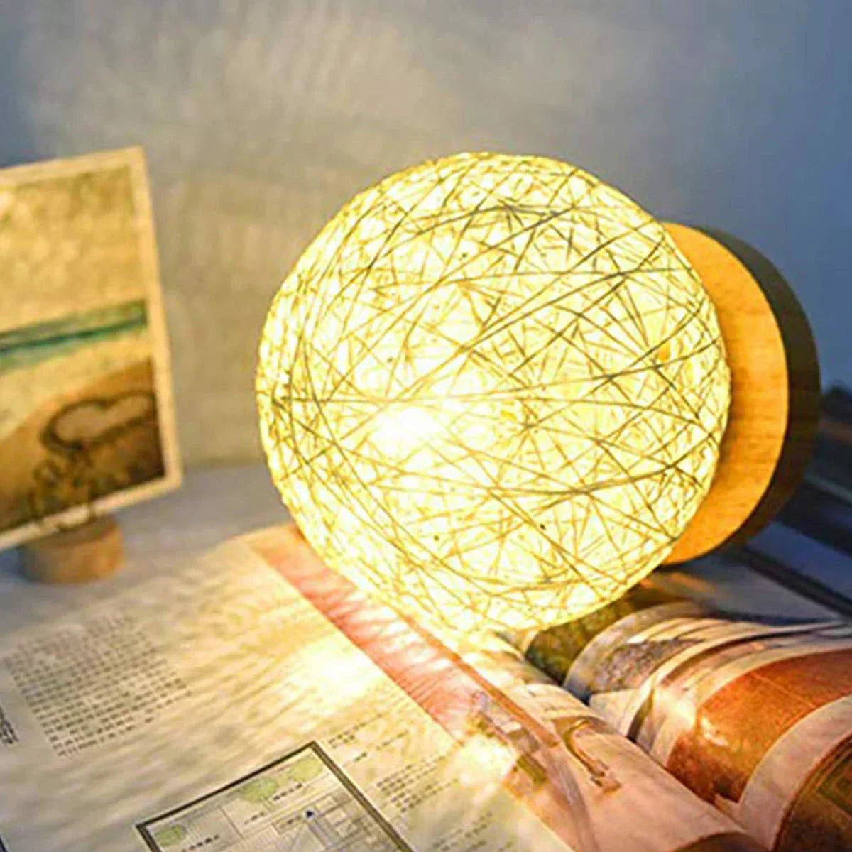 Handcrafted Rattan Table Lamp - Elegant Ambient Lighting