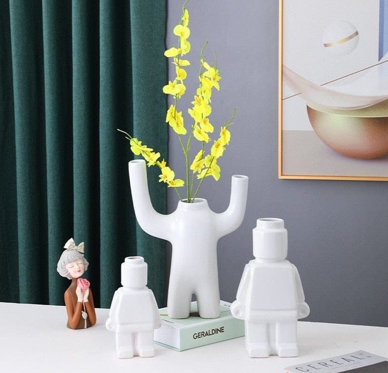 Modern Figurine Flower Vase - Unique Decorative Accent for Any Room