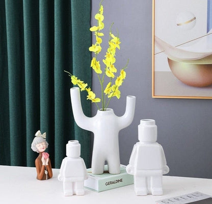 Modern Figurine Flower Vase - Unique Decorative Accent for Any Room