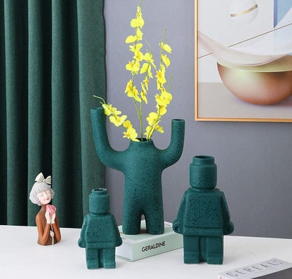 Modern Figurine Flower Vase - Unique Decorative Accent for Any Room