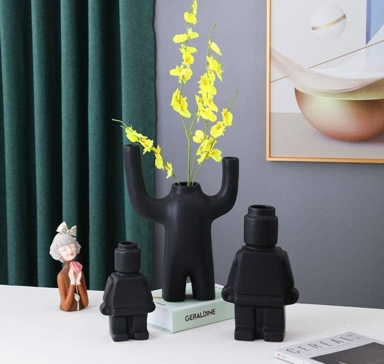 Modern Figurine Flower Vase - Unique Decorative Accent for Any Room