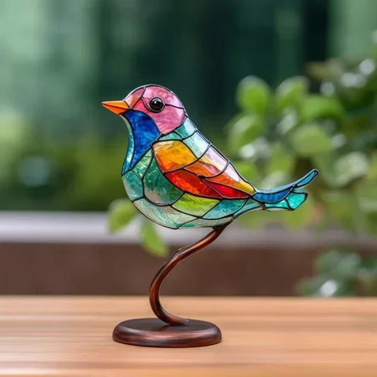 Stained Glass Bird Lamp - Artistic Home Lighting Accent