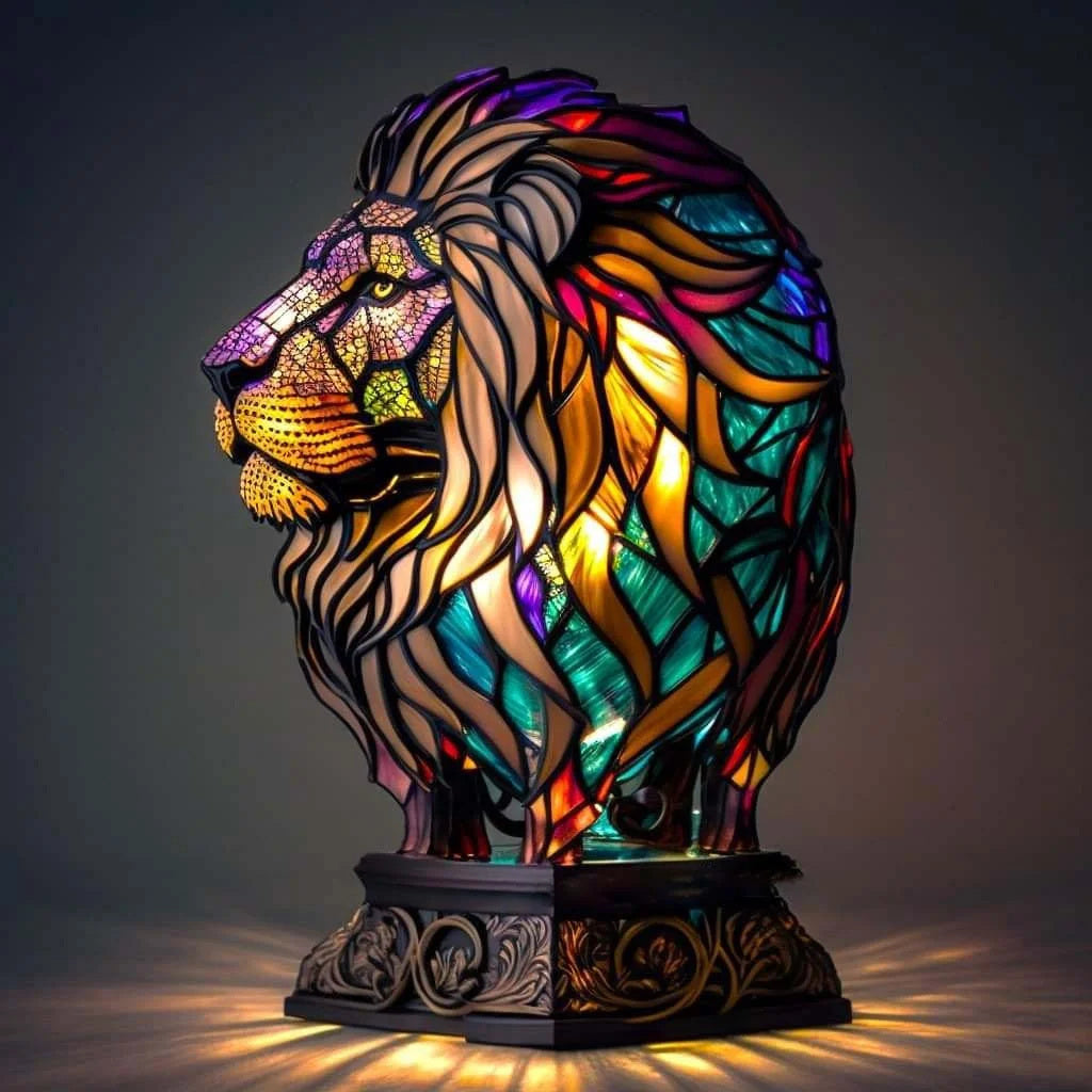 Tiffany Style Animal Lamp - Unique Handmade Design - Resin & Glass