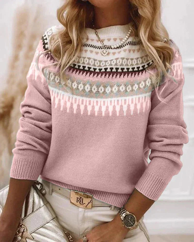 Patterned Knit Sweater - Timeless Style And Warmth