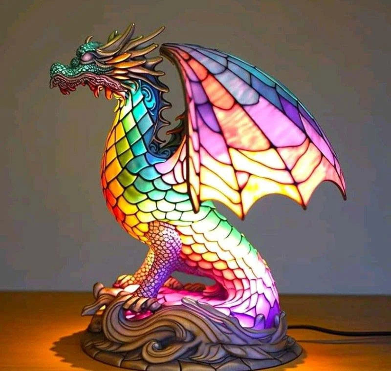 Tiffany Style Animal Lamp - Unique Handmade Design - Resin & Glass