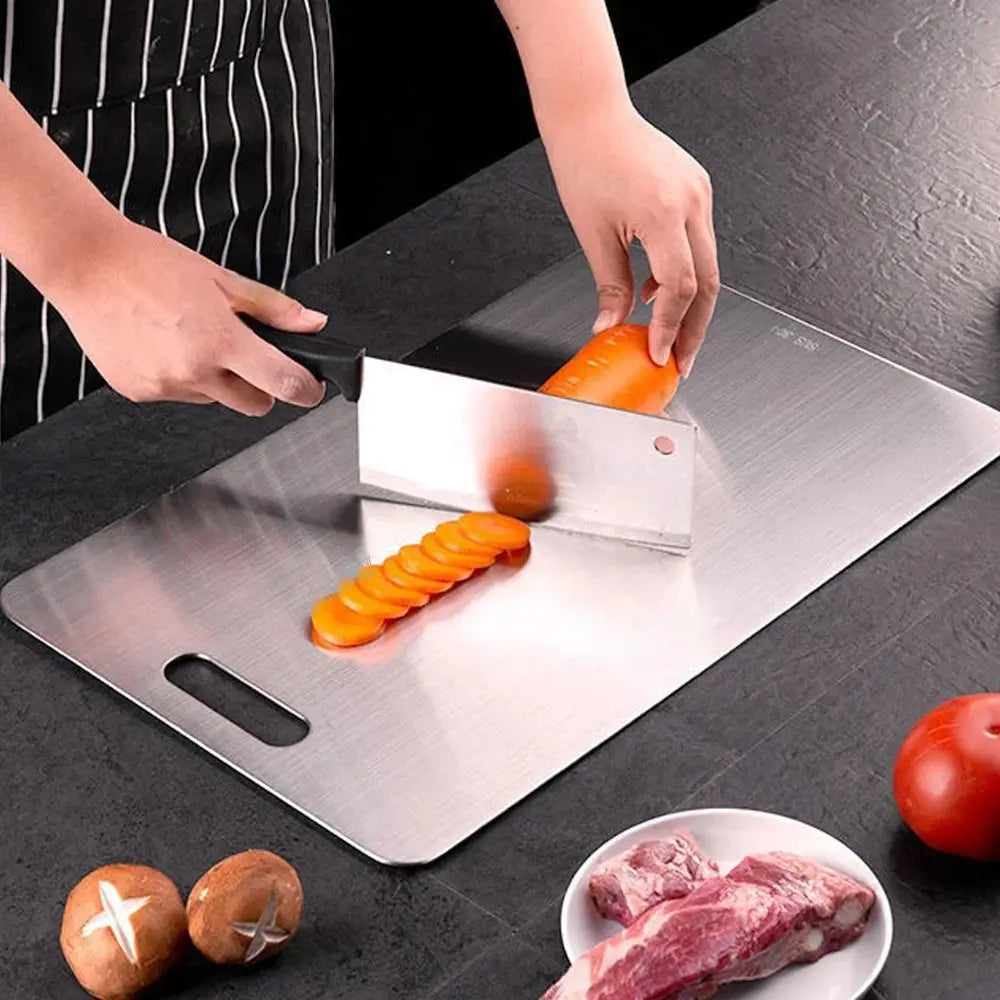 Stainless Steel Double-Sided Cutting Board - Durable & Hygienic Kitchen Tool