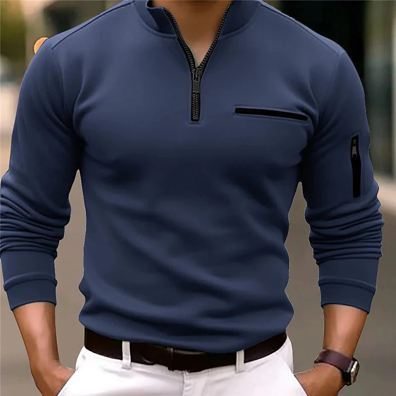 Men's Casual Quarter-Zip Pullover - Stylish and Functional Design