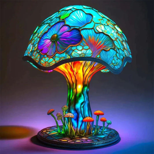 Stained Glass Mushroom Lamp - Artistic Ambient Lighting for Home Decor