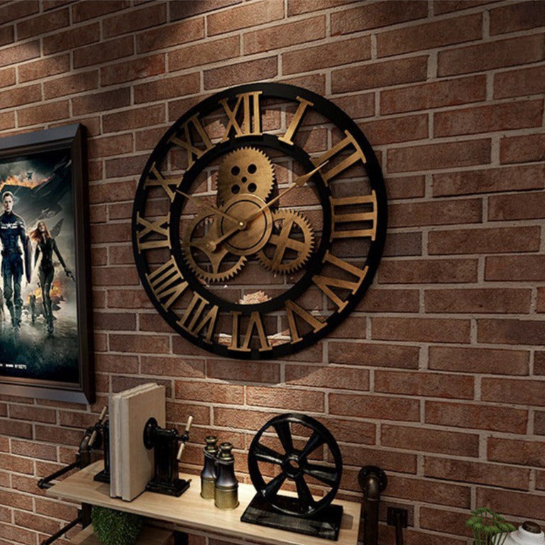 Industrial Gear Wall Clock - Vintage Mechanical Style