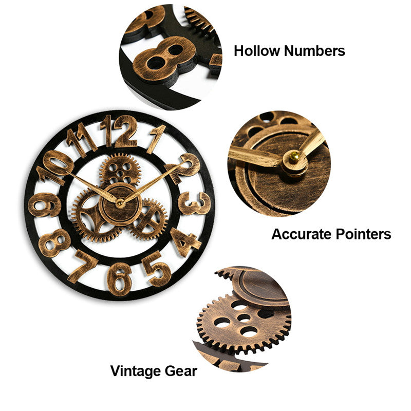 Industrial Gear Wall Clock - Vintage Mechanical Style